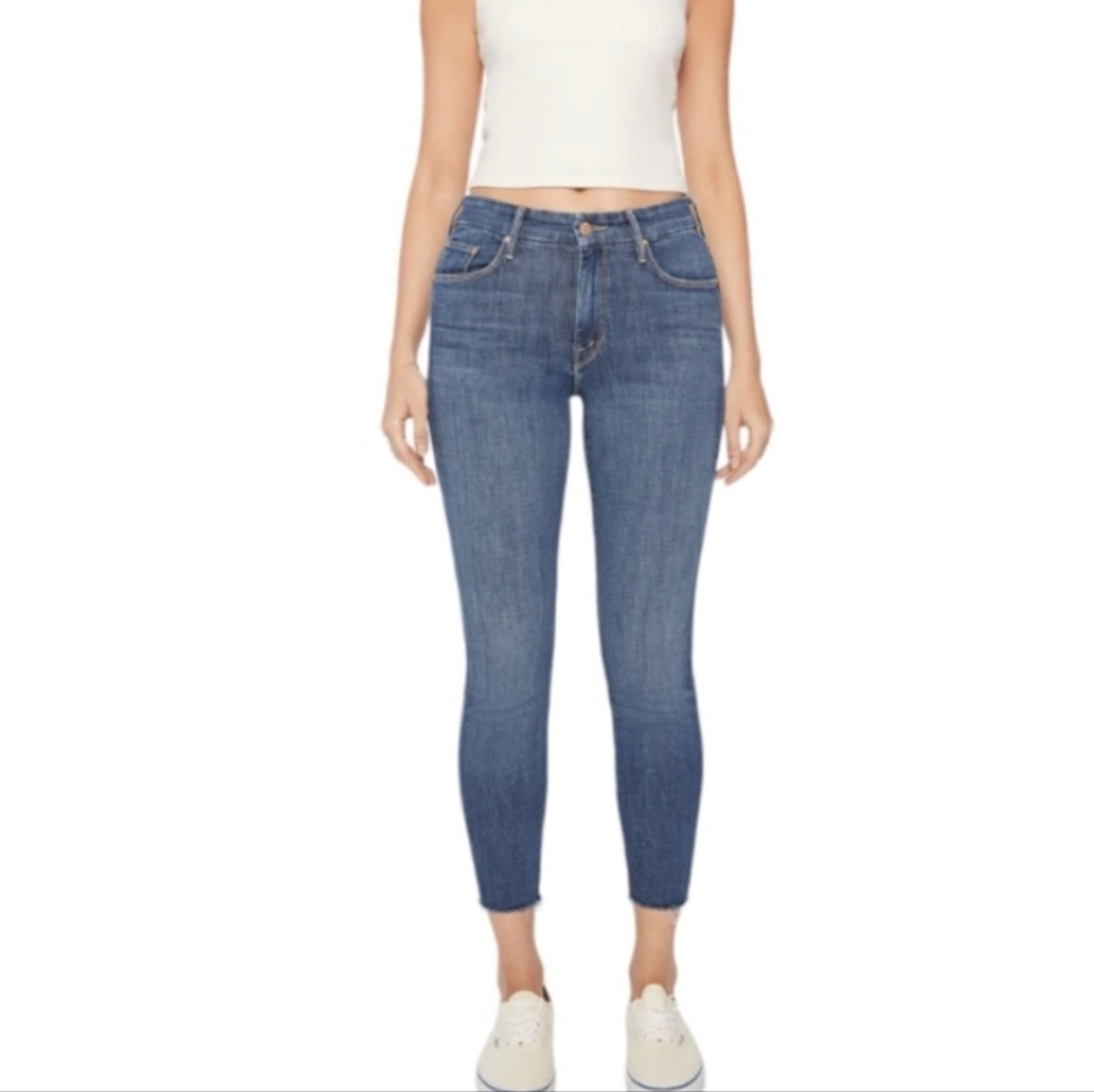 Mother looker ankle fray hooked jeans
